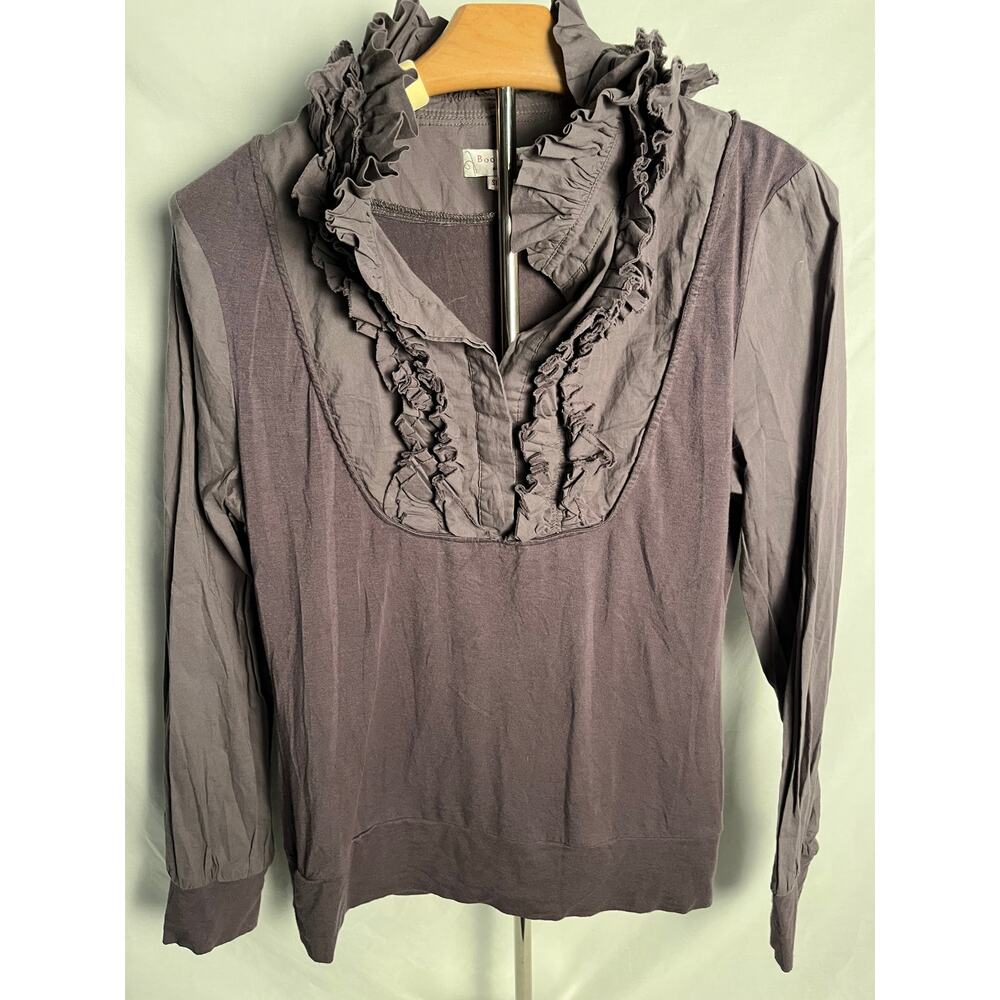 Boo Radley Australia Ruffle Neck Blouse Gray Women’s M